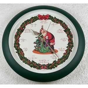 1999 Mark Feldstein SCHURR Christmas Wall Clock Musical Carols Santa Tree 13"